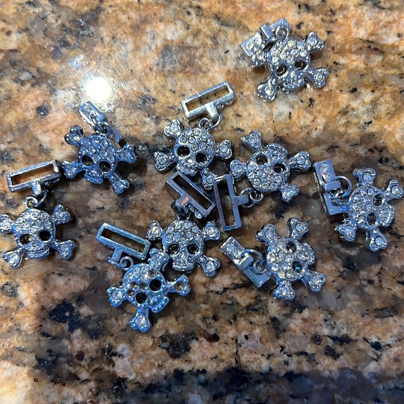 Dangling Rhinestone Skull n Bone ☠️ Slide on Charms - Picture 5 of 5